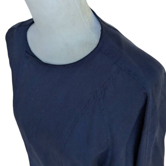 Lucky Brand Navy Blue Tencel Overlay Front Open Light Jacket Size M Pockets - Picture 5 of 8